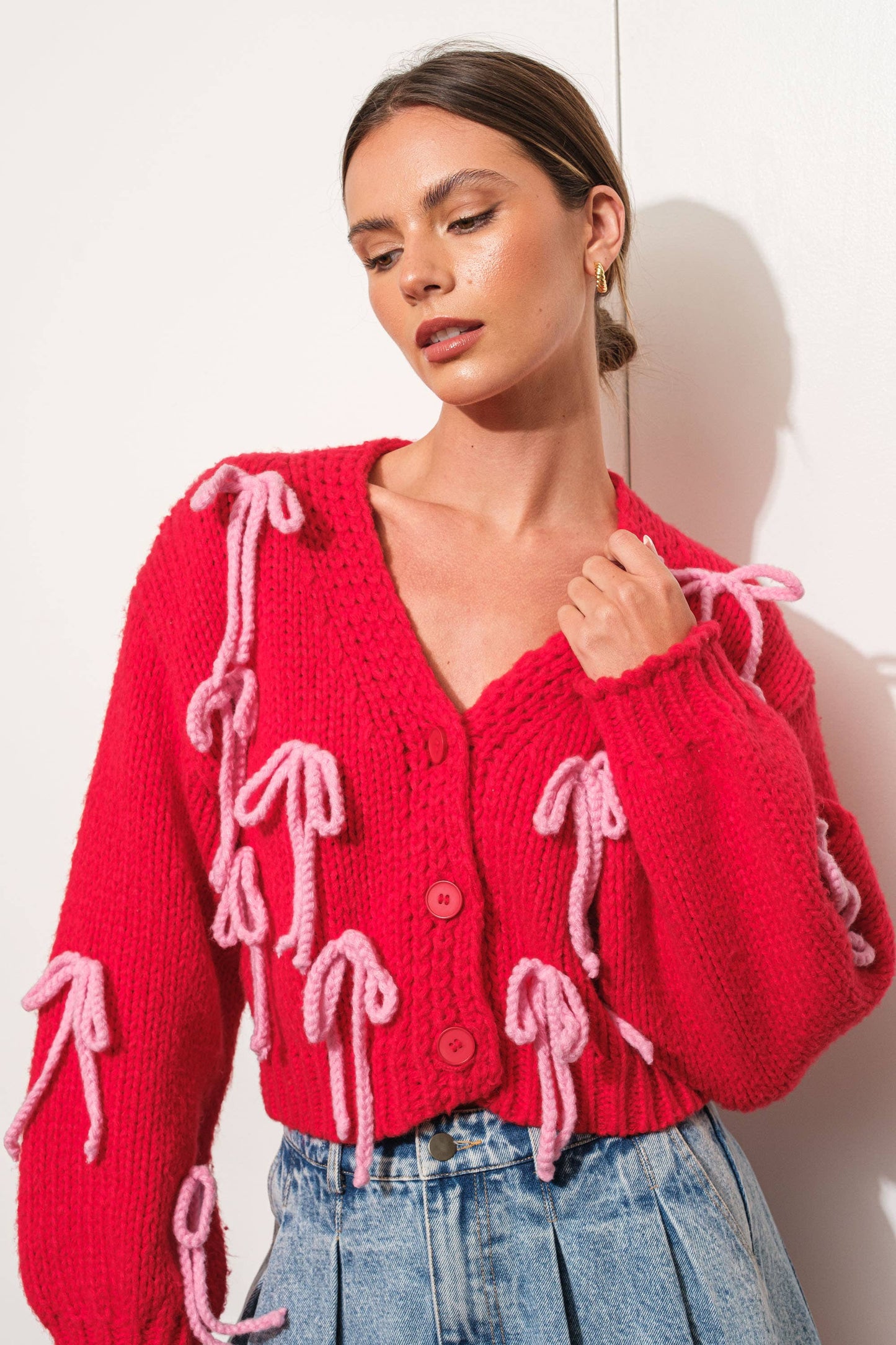 It’s Raining Bows Red Cardigan
