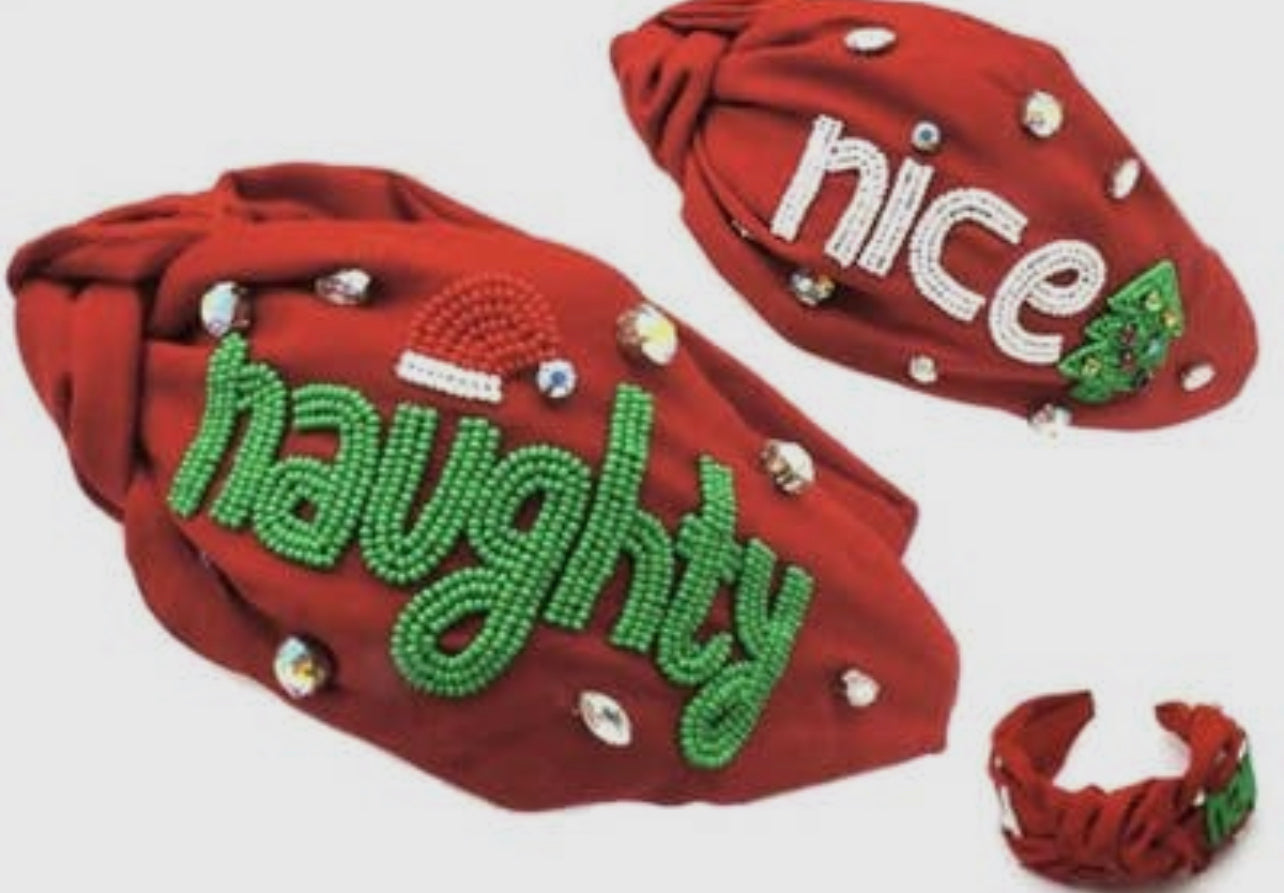 Naughty or Nice Beaded Headband