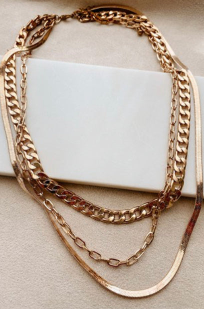 Triple gold layered necklace