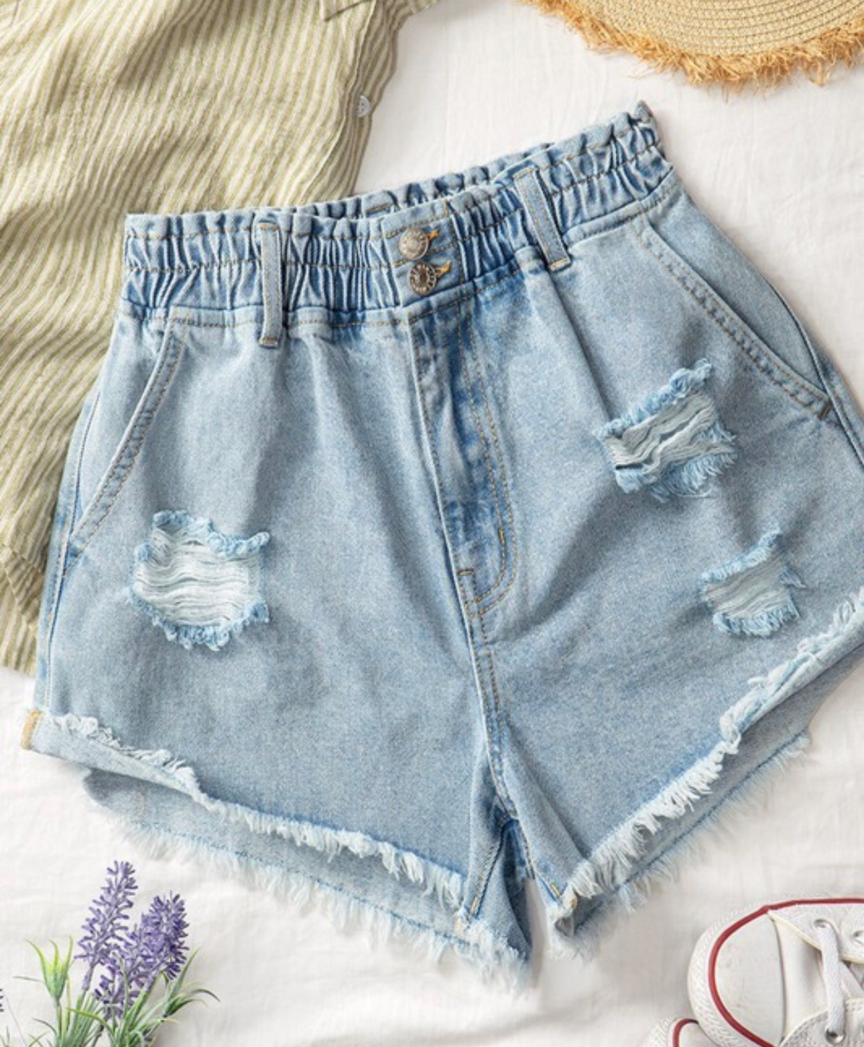 Light blue high waisted shorts