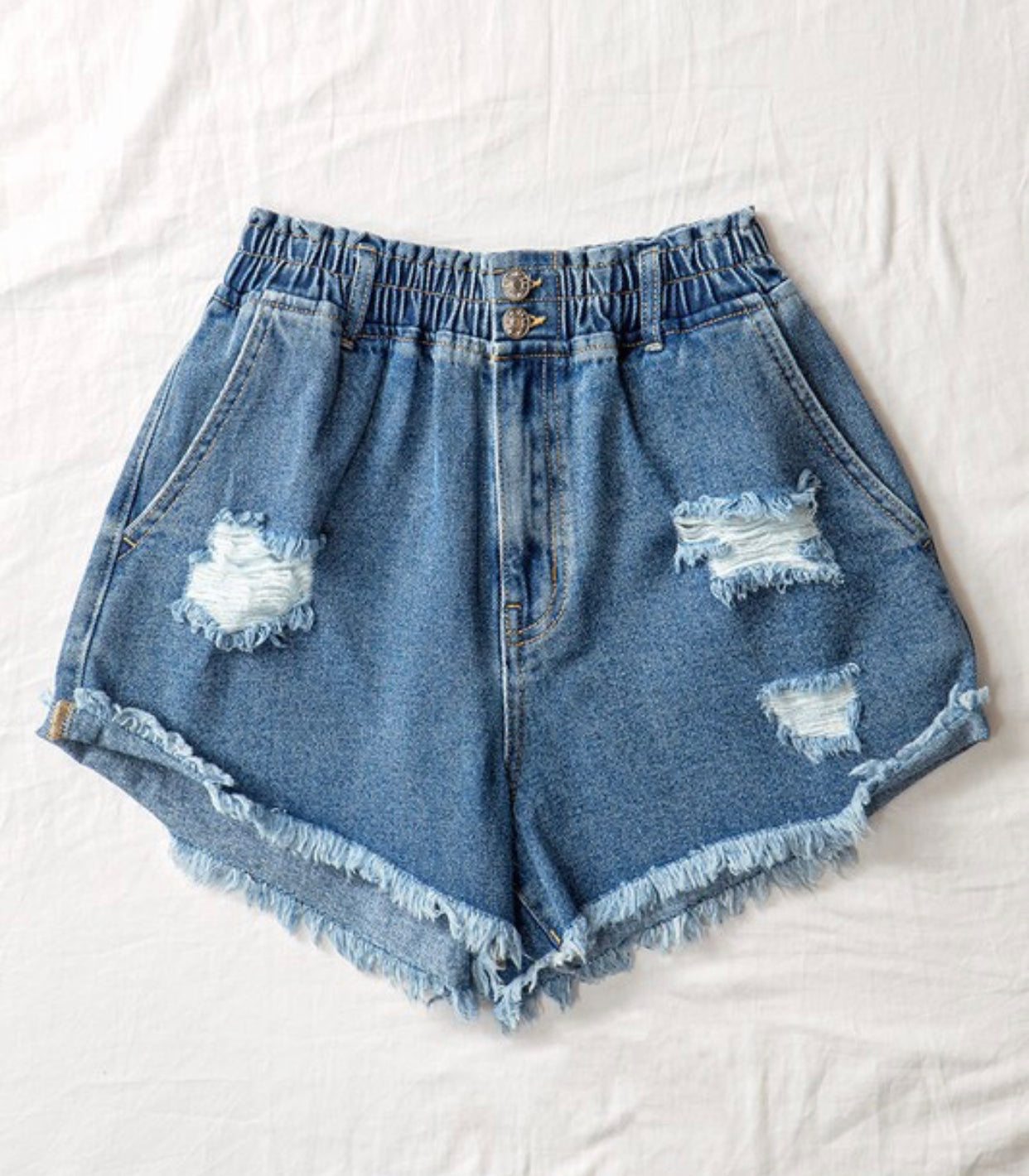 Dark blue jean high waisted shorts