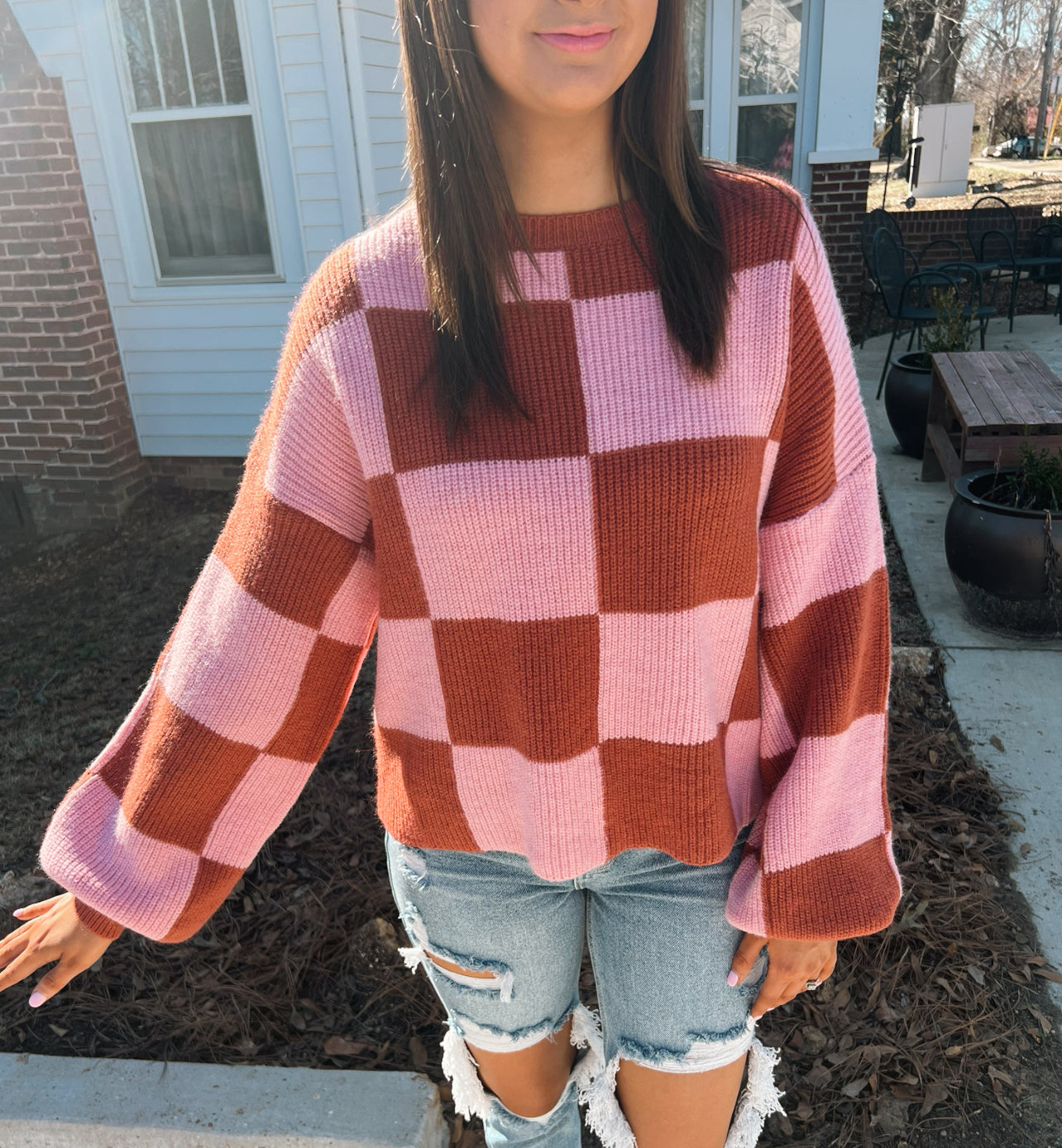 Your Move Checkered Sweater