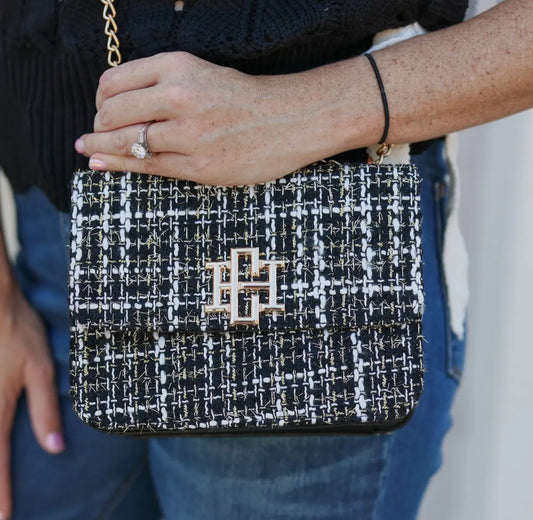 Rory Crossbody Black Tweed Purse