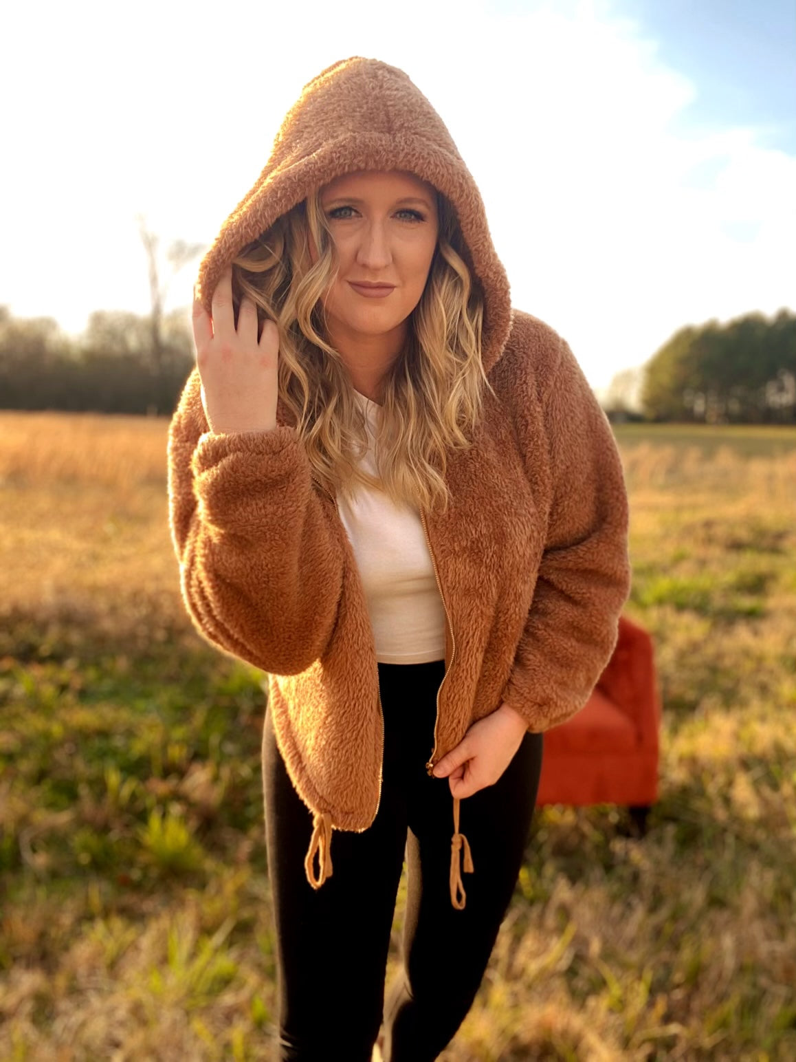 Camel fuzzy jacket