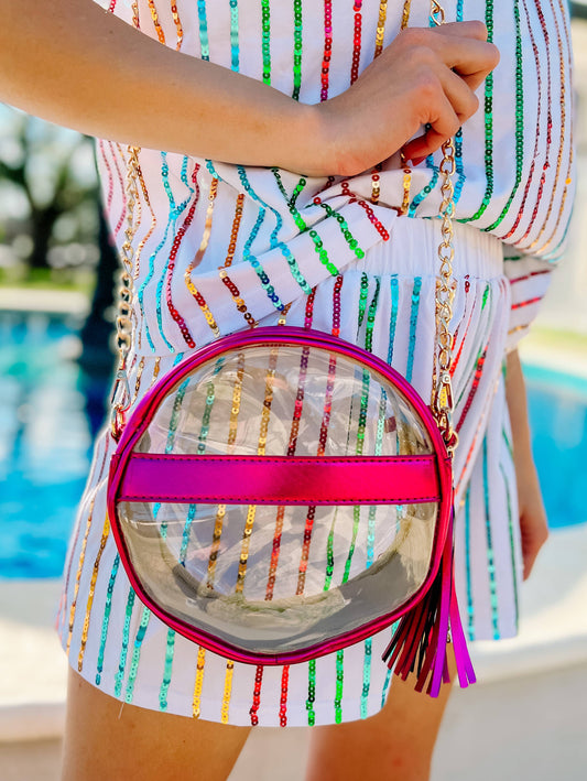 Madison Clear Crossbody METALLIC FUCHSIA