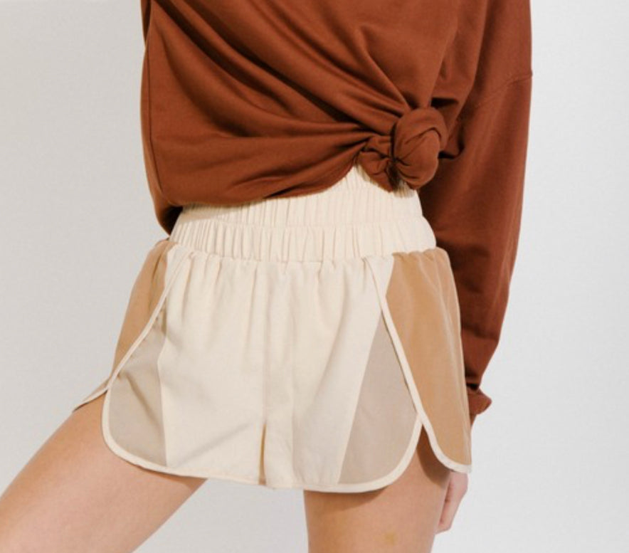 Beige active shorts
